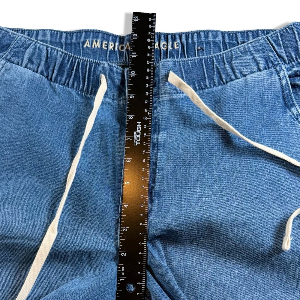 American Eagle Low Rise Ultra Wide Leg Jeans Blue Drawstring Medium Wash M - Picture 6 of 10